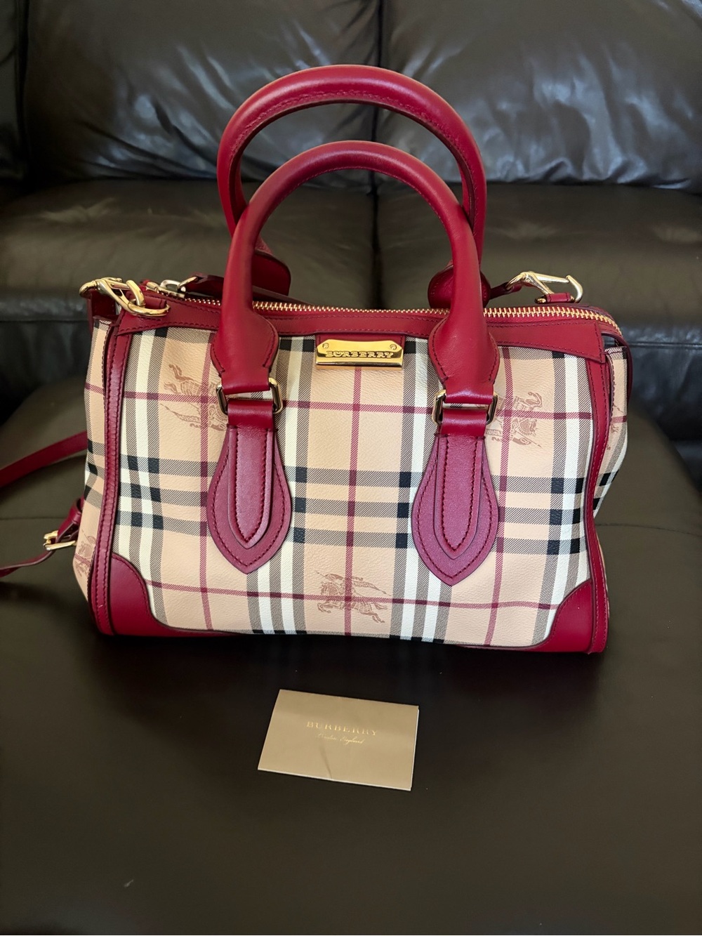 Burberry Gladstone Bag Check Canvas Satchel